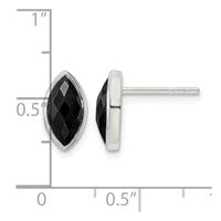 Sterling Silver Polished Marquise Onyx Post Earrings