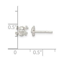 Sterling Silver Polished Skull and Crossbones Post Earrings