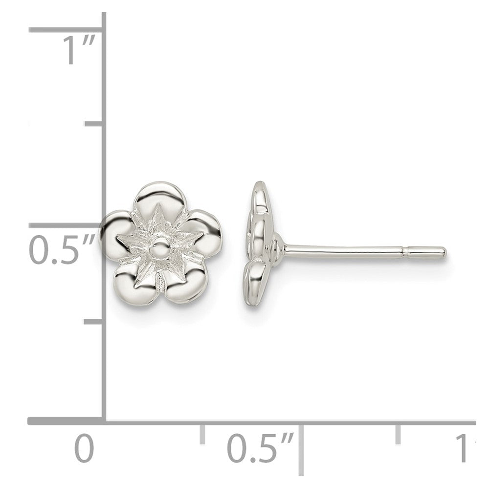 Sterling Silver Polished Flower Post Earrings