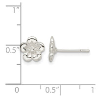 Sterling Silver Polished Flower Post Earrings