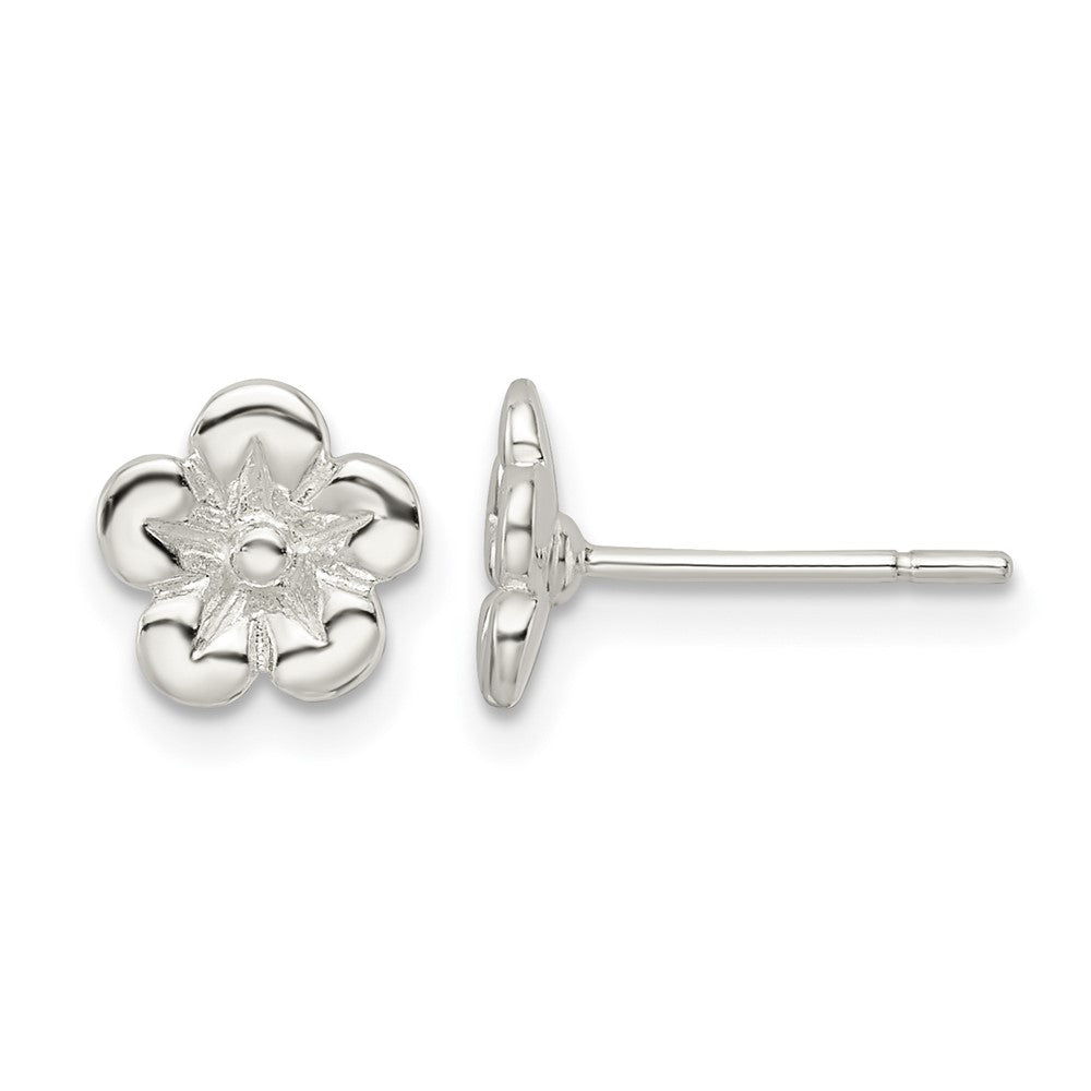 Sterling Silver Polished Flower Post Earrings