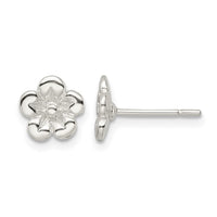 Sterling Silver Polished Flower Post Earrings