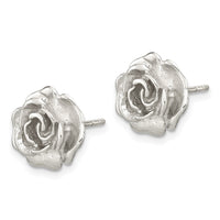 Sterling Silver Rhodium-plated Rose Post Earrings