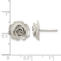 Sterling Silver Rhodium-plated Rose Post Earrings