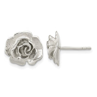 Sterling Silver Rhodium-plated Rose Post Earrings