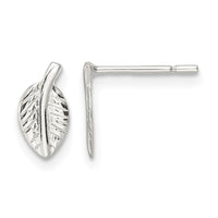 Sterling Silver Polished Tiny Leaf Post Earrings