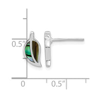 Sterling Silver RH-plated Abalone Leaf Post Earrings