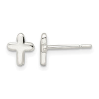 Sterling Silver Polished Latin Cross Post Earrings