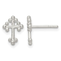 Sterling Silver Polished Budded Cross Post Earrings