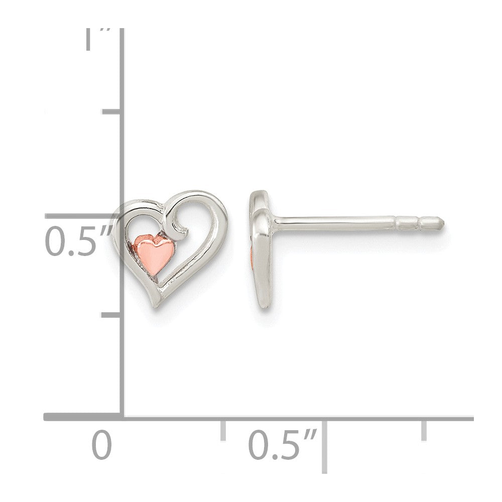 Sterling Silver & Rose gold-plated Open Heart Post Earrings