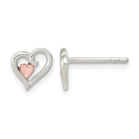 Sterling Silver & Rose gold-plated Open Heart Post Earrings
