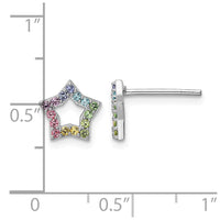 Sterling Silver RH-pltd Rainbow Nano Crystal Star Post Earrings
