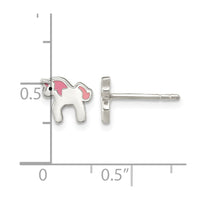 Sterling Silver Rhodium-plated Multi-color Enamel Unicorn Post Earrings