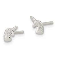 Sterling Silver Rhodium-plated Polished Unicorn Head Post Earrings