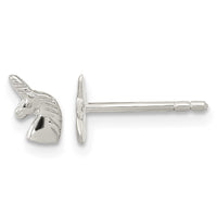 Sterling Silver Rhodium-plated Polished Unicorn Head Post Earrings