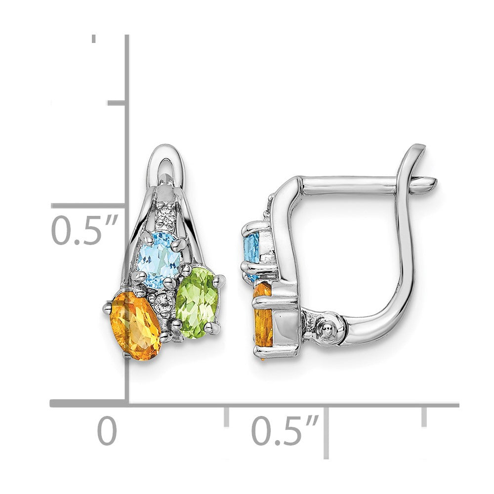 Sterling Silver RH-plated 1.50t.w. PE/CI/LSBT/WT Hinged Earrings