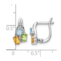 Sterling Silver RH-plated 1.50t.w. PE/CI/LSBT/WT Hinged Earrings