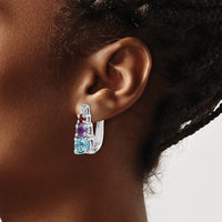 Sterling Silver RH-plated .93t.w. LSBT/AM/GA/WT Hinged Earrings