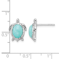 Sterling Silver Rhodium-plated Amazonite Turtle Post Earrings