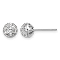 Sterling Silver Rhodium-plated Micro Pave CZ Ball Stud Earrings