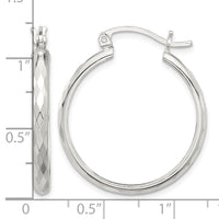 Sterling Silver Polished Textured Hoop Earrings