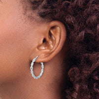 Sterling Silver Rhodium-plated Polished Twisted Hoop Earrings