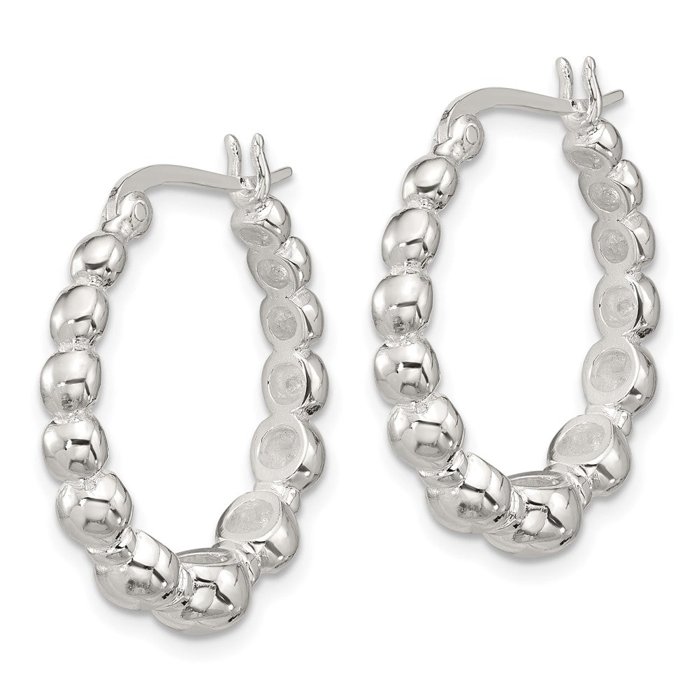 Sterling Silver Polished Graduated Bead Hoop Earrings