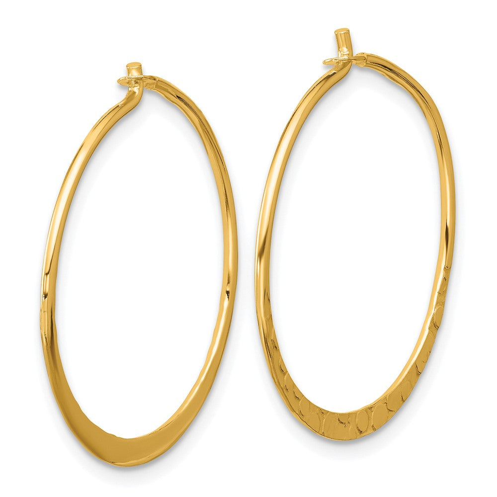Sterling Silver Flash Gold-plated Polished and Hammered Hoop Earrings