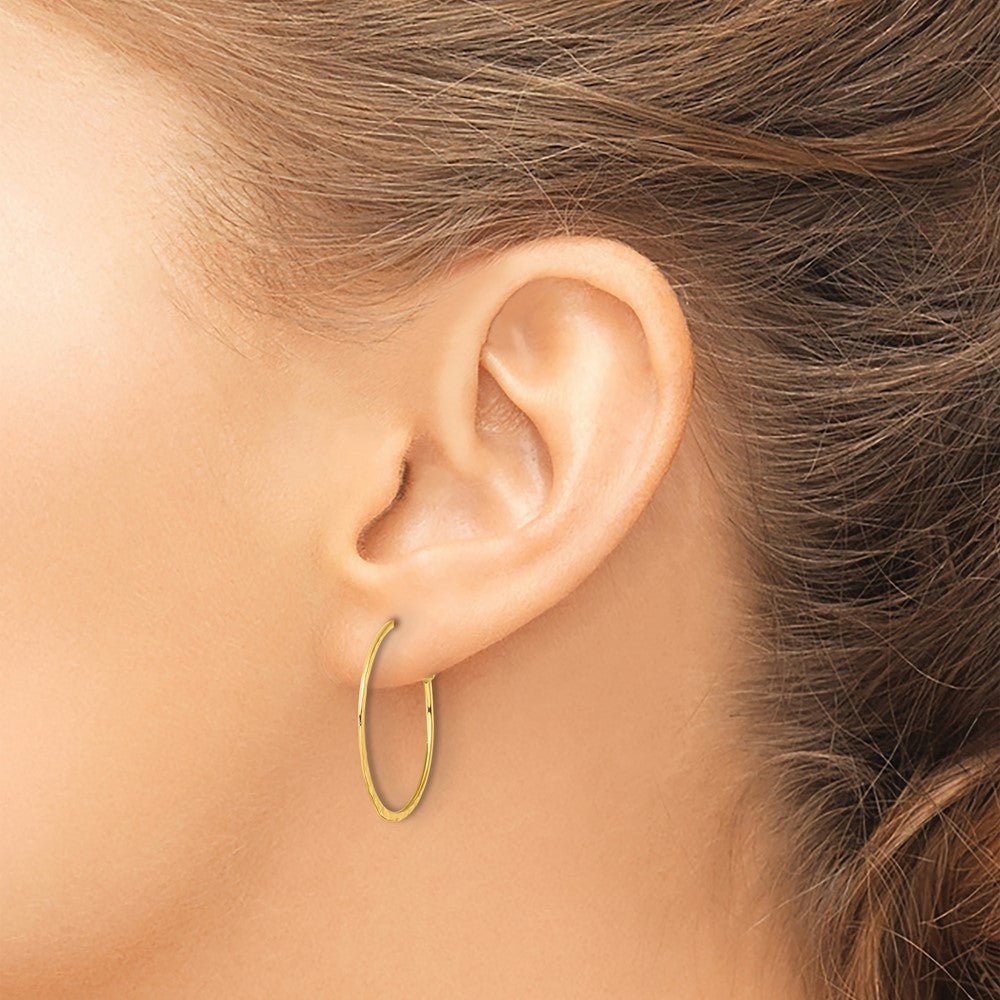 Sterling Silver Flash Gold-plated Polished and Hammered Hoop Earrings