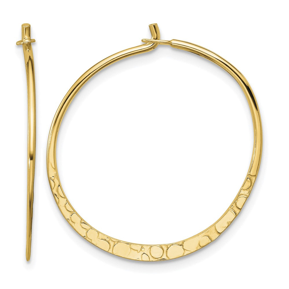 Sterling Silver Flash Gold-plated Polished and Hammered Hoop Earrings