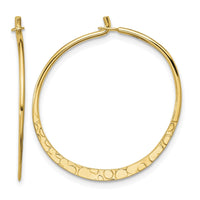 Sterling Silver Flash Gold-plated Polished and Hammered Hoop Earrings