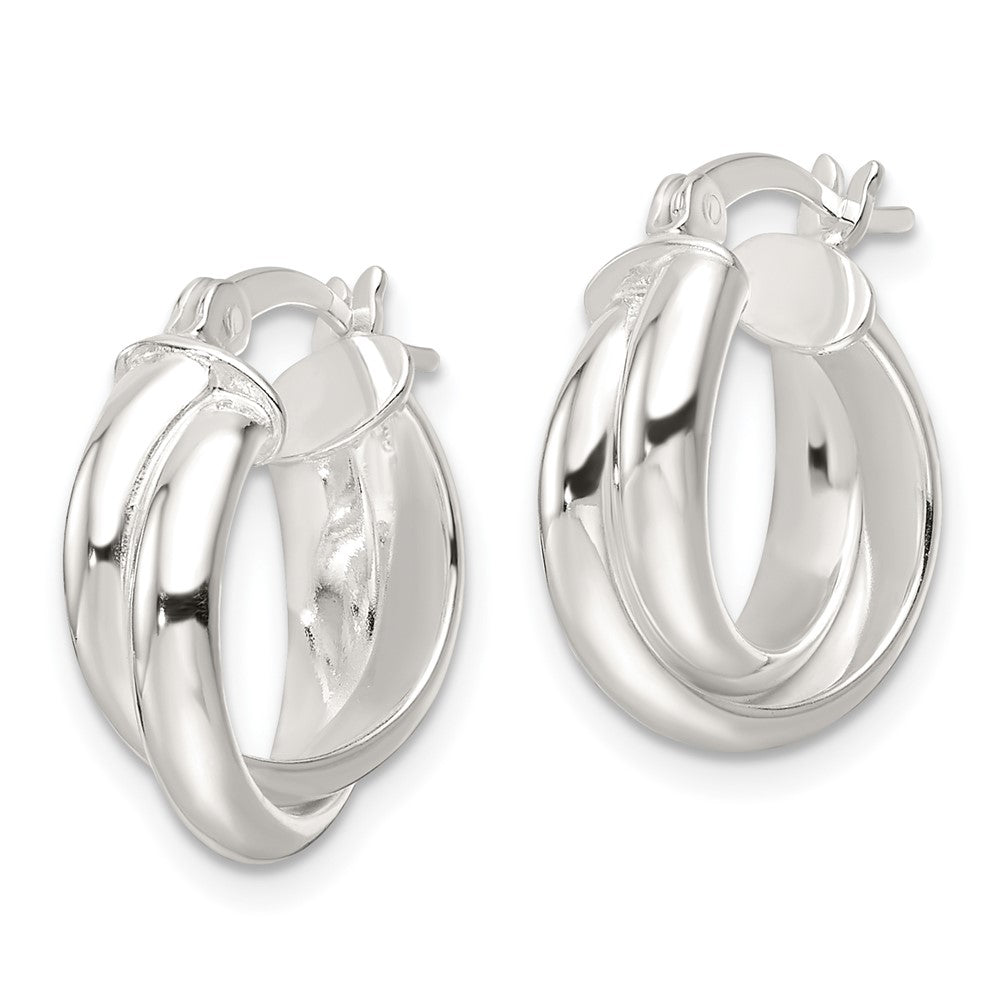 Sterling Silver Polished Twisted Double Hoop Earrings