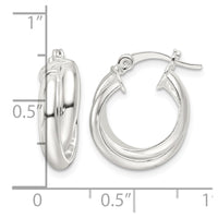 Sterling Silver Polished Twisted Double Hoop Earrings