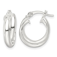 Sterling Silver Polished Twisted Double Hoop Earrings