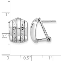 Sterling Silver Rhod-plated Polished and Textured Omega Back Earrings