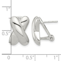 Sterling Silver Polished X Design Omega Back Earrings