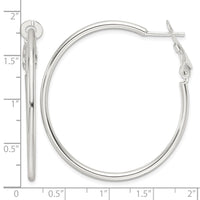 Sterling Silver Polished 41x2mm Omega Back Round Hoop Earrings