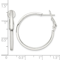 Sterling Silver 2mm Square Tube Omega Back Round Hoop Earrings