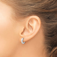Sterling Silver Rhodium-plated Brushed 3x13mm Hinged Hoop Earrings