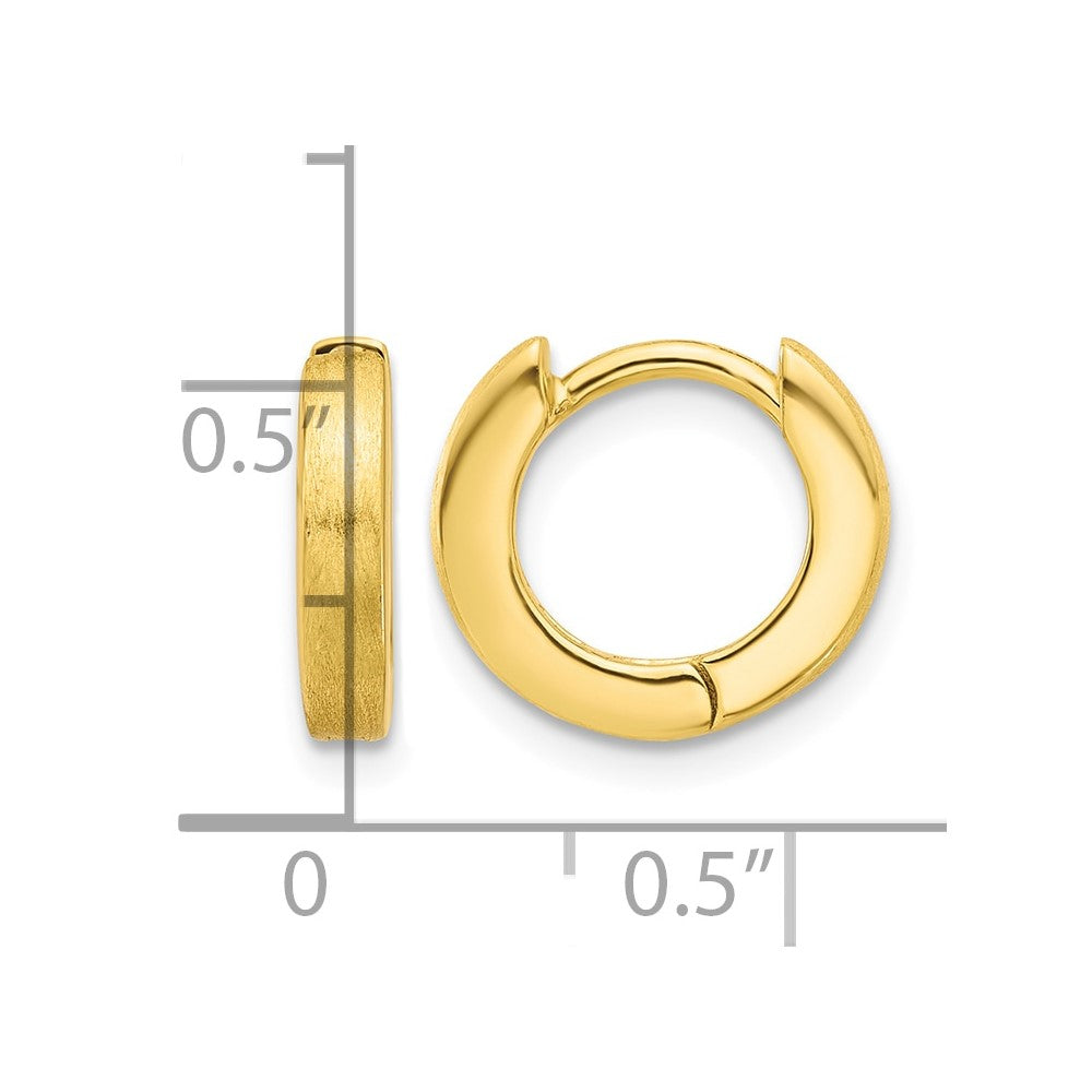 Sterling Silver Gold-plated Brushed 3x13mm Hinged Huggie Hoop Earrings