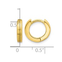 Sterling Silver Gold-plated Brushed 3x13mm Hinged Huggie Hoop Earrings