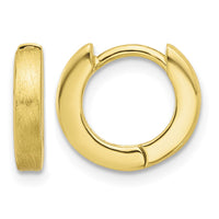 Sterling Silver Gold-plated Brushed 3x13mm Hinged Huggie Hoop Earrings