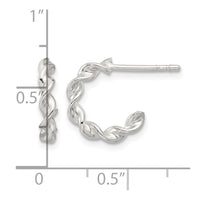 Sterling Silver E-coated Twisted Post Hoop Earrings