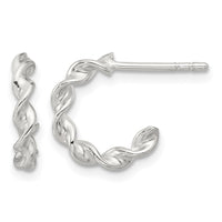 Sterling Silver E-coated Twisted Post Hoop Earrings