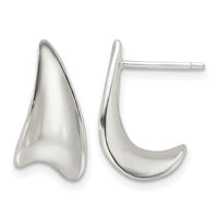 Sterling Silver E-Coating Polished Fancy J Hoop Earrings