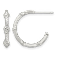 Sterling Silver E-Coating Polished CZ Knot C-Hoop Earrings