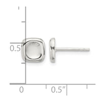 Sterling Silver Polished Wavy Puff Square Post Earrings