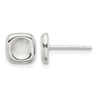 Sterling Silver Polished Wavy Puff Square Post Earrings