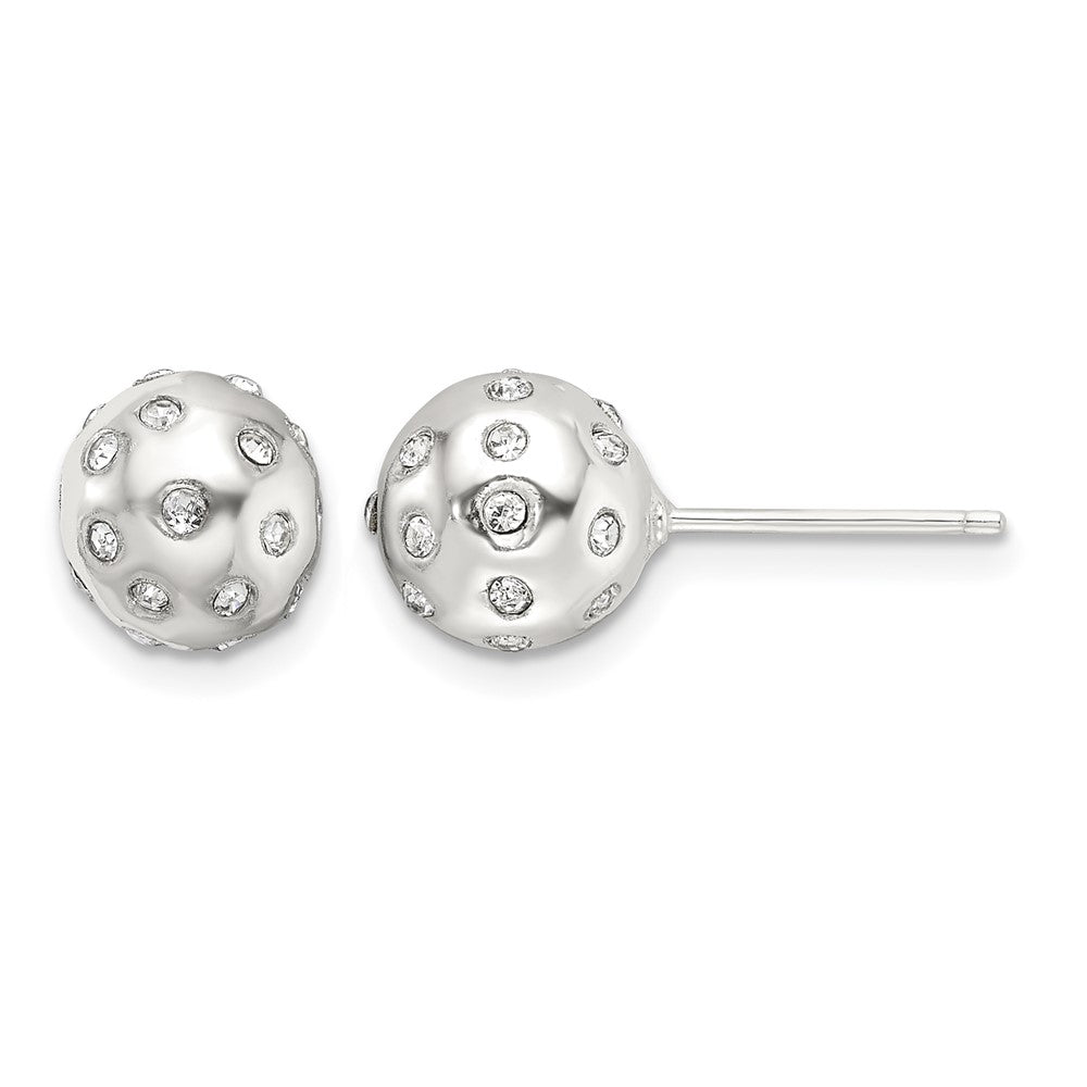 Sterling Silver Polished CZ 8.5mm Ball Stud Earrings