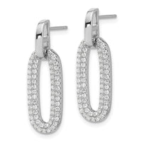 Sterling Silver Rhodium-plated Micro Pave CZ Post Dangle Earrings